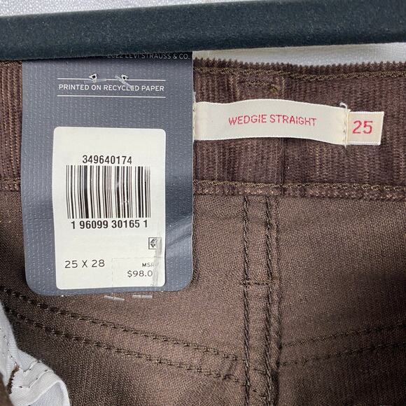 Levi’s Brown Corduroy Wedgie Straight Pants Sz.25 NWT - Picture 9 of 15